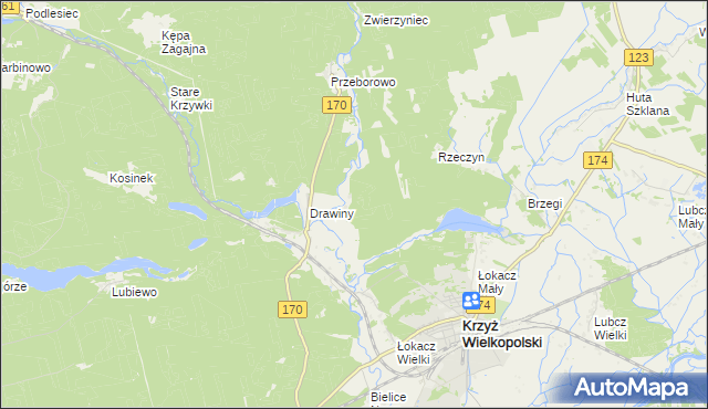 mapa Stefanowo gmina Krzyż Wielkopolski, Stefanowo gmina Krzyż Wielkopolski na mapie Targeo