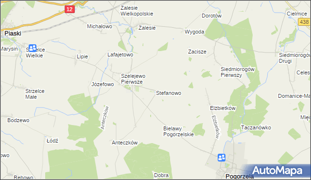 mapa Stefanowo gmina Piaski, Stefanowo gmina Piaski na mapie Targeo