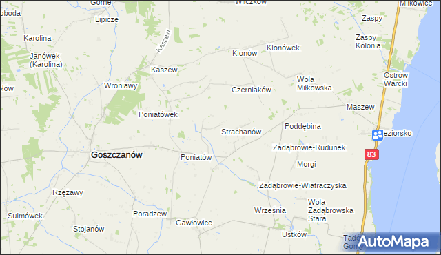 mapa Strachanów, Strachanów na mapie Targeo