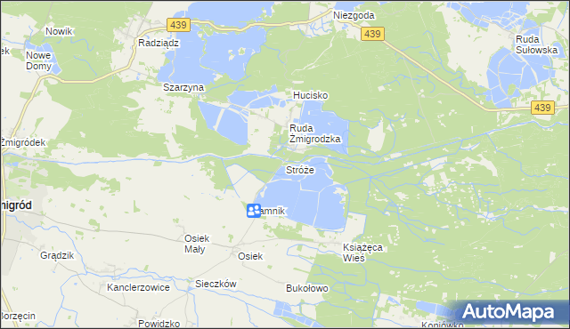 mapa Stróże gmina Żmigród, Stróże gmina Żmigród na mapie Targeo