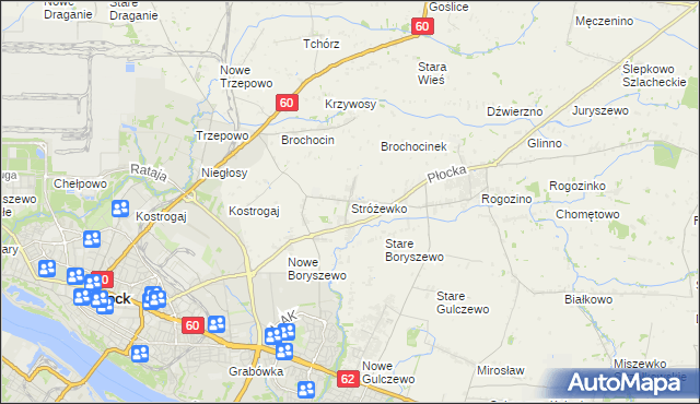 mapa Stróżewko gmina Radzanowo, Stróżewko gmina Radzanowo na mapie Targeo