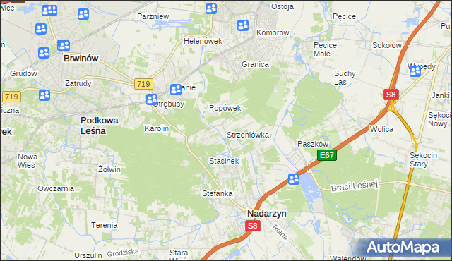 mapa Strzeniówka, Strzeniówka na mapie Targeo