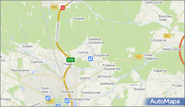 mapa Studzienice gmina Pszczyna, Studzienice gmina Pszczyna na mapie Targeo