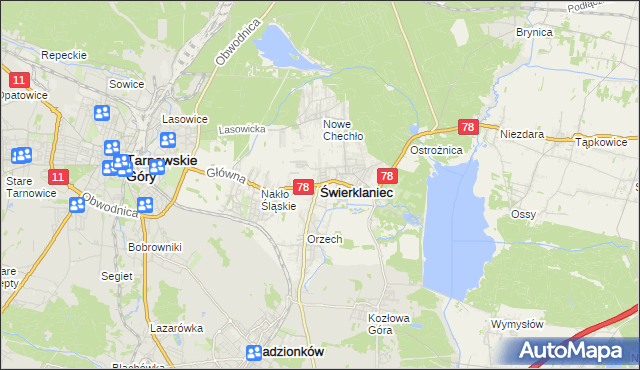 mapa Świerklaniec, Świerklaniec na mapie Targeo