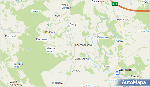 mapa Szczepankowo gmina Grunwald, Szczepankowo gmina Grunwald na mapie Targeo