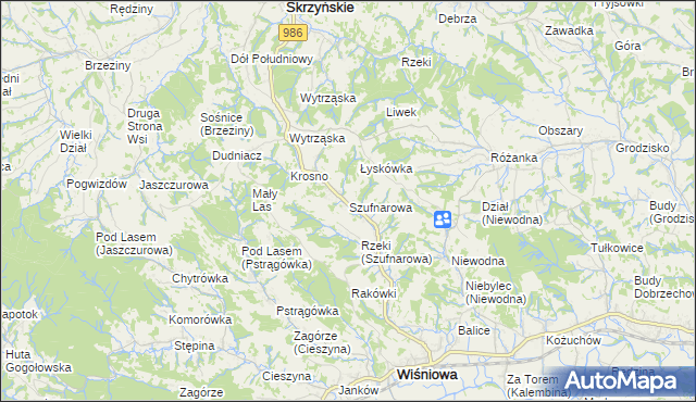 mapa Szufnarowa, Szufnarowa na mapie Targeo