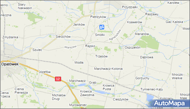 mapa Trzęsów gmina Szczytniki, Trzęsów gmina Szczytniki na mapie Targeo