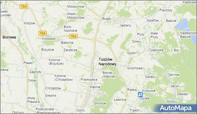 mapa Tuszów Narodowy, Tuszów Narodowy na mapie Targeo