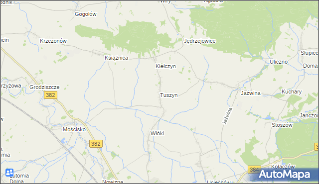 mapa Tuszyn gmina Dzierżoniów, Tuszyn gmina Dzierżoniów na mapie Targeo