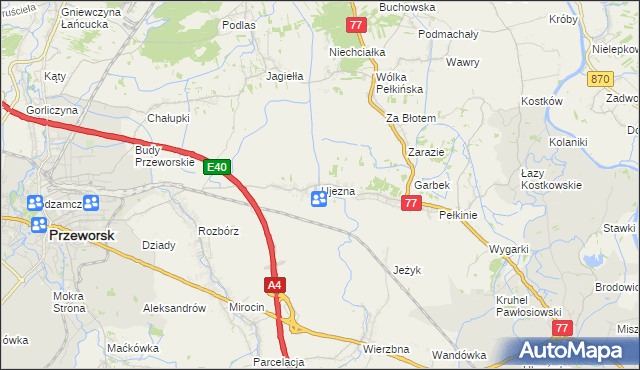 mapa Ujezna, Ujezna na mapie Targeo