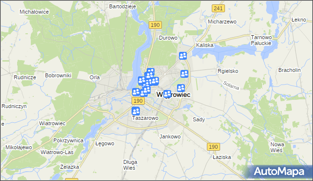 mapa Wągrowiec, Wągrowiec na mapie Targeo