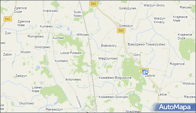 mapa Węgrzynowo gmina Gozdowo, Węgrzynowo gmina Gozdowo na mapie Targeo