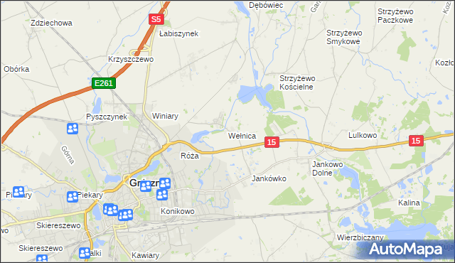mapa Wełnica gmina Gniezno, Wełnica gmina Gniezno na mapie Targeo