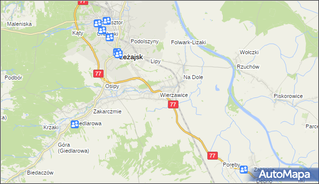 mapa Wierzawice, Wierzawice na mapie Targeo