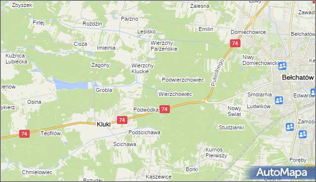 mapa Wierzchowiec, Wierzchowiec na mapie Targeo