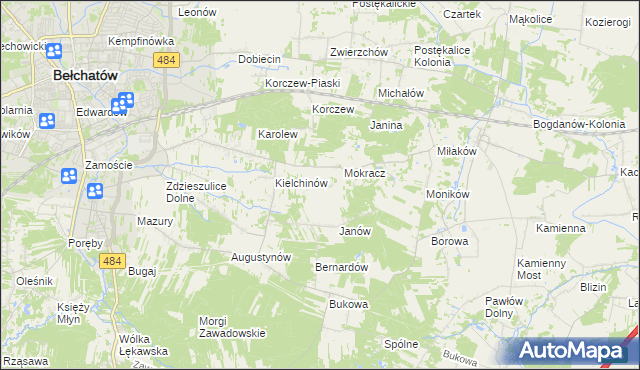 mapa Wiktorów gmina Bełchatów, Wiktorów gmina Bełchatów na mapie Targeo
