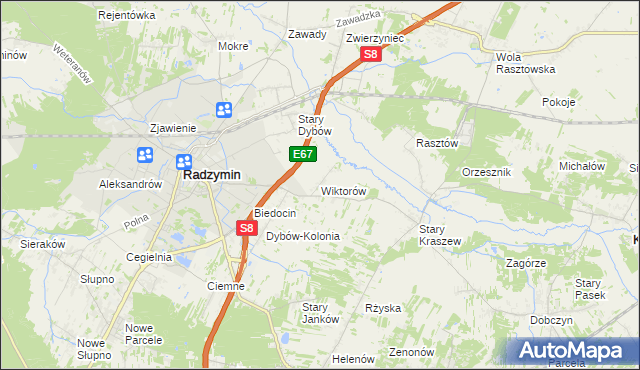 mapa Wiktorów gmina Radzymin, Wiktorów gmina Radzymin na mapie Targeo