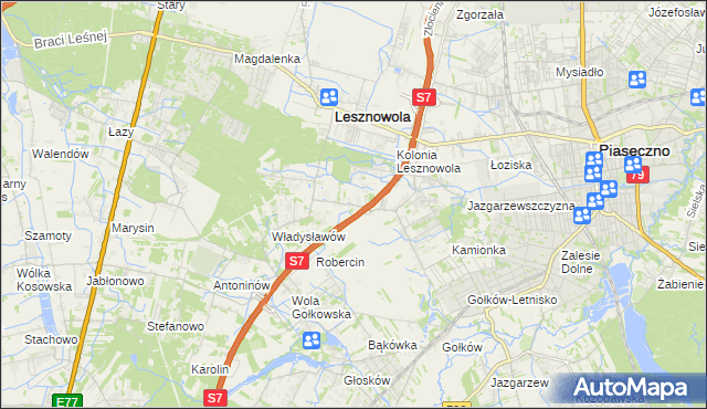 mapa Wilcza Góra gmina Lesznowola, Wilcza Góra gmina Lesznowola na mapie Targeo