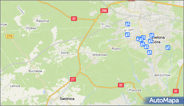 mapa Wilkanowo gmina Świdnica, Wilkanowo gmina Świdnica na mapie Targeo