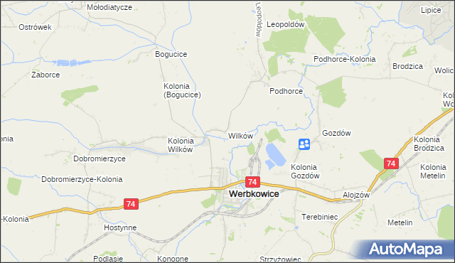 mapa Wilków gmina Werbkowice, Wilków gmina Werbkowice na mapie Targeo