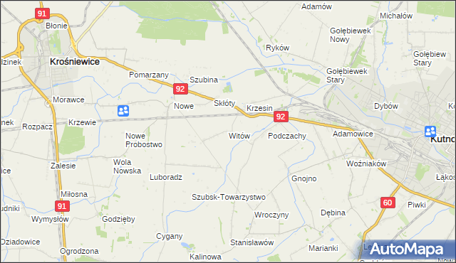 mapa Witów gmina Krośniewice, Witów gmina Krośniewice na mapie Targeo