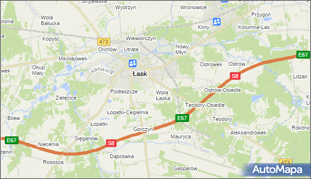 mapa Wola Łaska, Wola Łaska na mapie Targeo