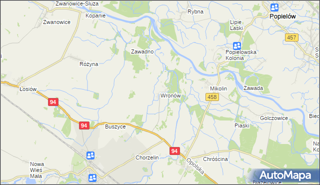 mapa Wronów gmina Lewin Brzeski, Wronów gmina Lewin Brzeski na mapie Targeo