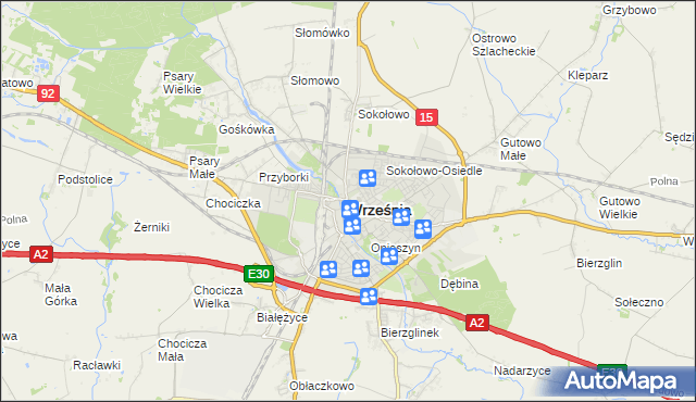 mapa Wrześni, Września na mapie Targeo