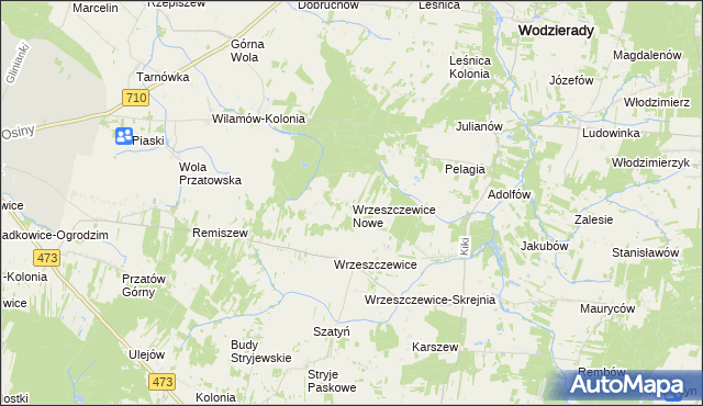 mapa Wrzeszczewice Nowe, Wrzeszczewice Nowe na mapie Targeo