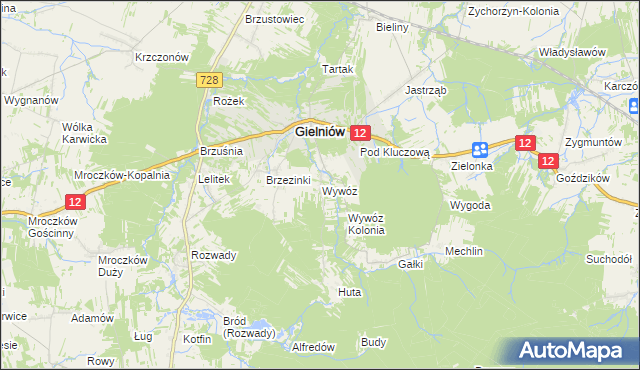 mapa Wywóz, Wywóz na mapie Targeo