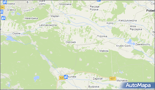 mapa Zabraniec, Zabraniec na mapie Targeo