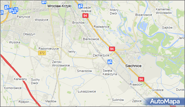 mapa Zacharzyce, Zacharzyce na mapie Targeo