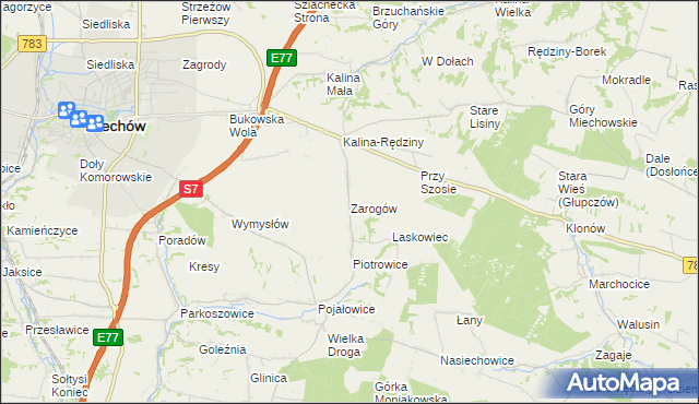 mapa Zarogów, Zarogów na mapie Targeo