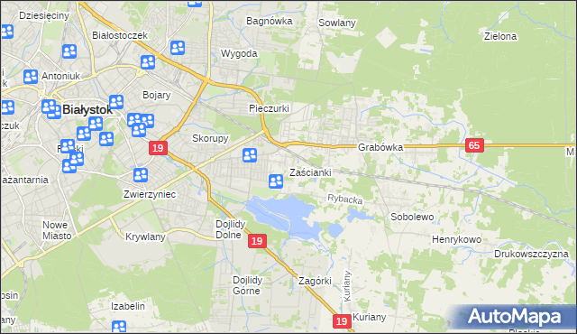 mapa Zaścianki gmina Supraśl, Zaścianki gmina Supraśl na mapie Targeo