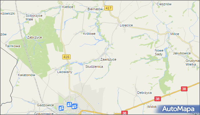 mapa Zawiszyce, Zawiszyce na mapie Targeo