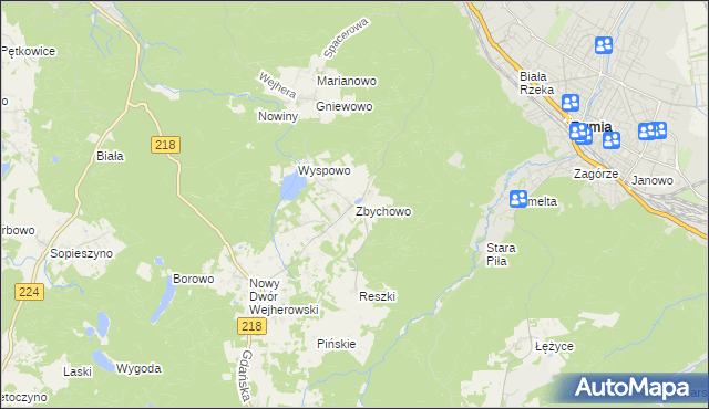 mapa Zbychowo, Zbychowo na mapie Targeo