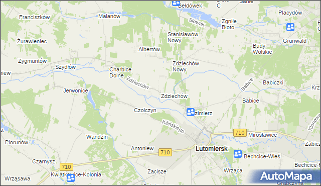 mapa Zdziechów gmina Lutomiersk, Zdziechów gmina Lutomiersk na mapie Targeo