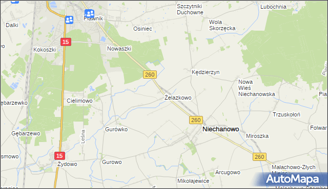 mapa Żelazkowo gmina Niechanowo, Żelazkowo gmina Niechanowo na mapie Targeo