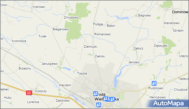 mapa Zielniki, Zielniki na mapie Targeo