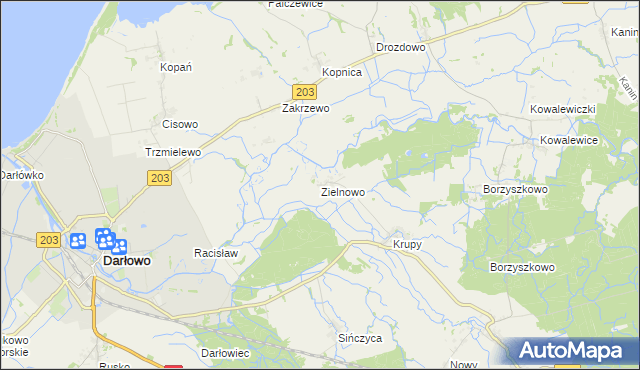 mapa Zielnowo gmina Darłowo, Zielnowo gmina Darłowo na mapie Targeo