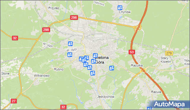 mapa Zielona Góra, Zielona Góra na mapie Targeo