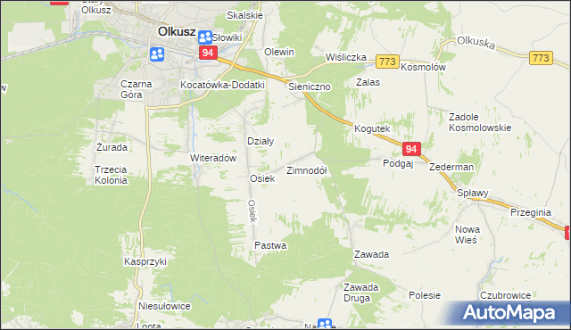 mapa Zimnodół, Zimnodół na mapie Targeo