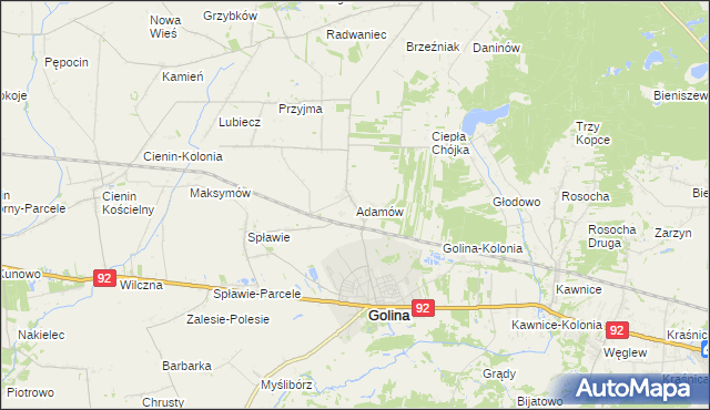 mapa Adamów gmina Golina, Adamów gmina Golina na mapie Targeo