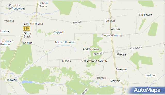 mapa Andrzejówka gmina Mircze, Andrzejówka gmina Mircze na mapie Targeo