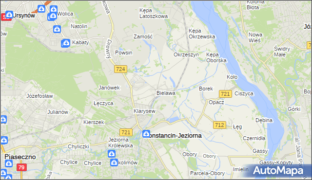 mapa Bielawa gmina Konstancin-Jeziorna, Bielawa gmina Konstancin-Jeziorna na mapie Targeo