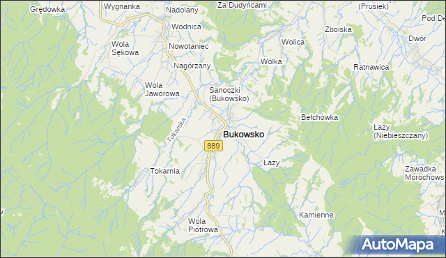 mapa Bukowsko, Bukowsko na mapie Targeo