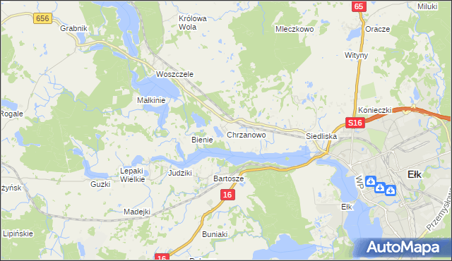 mapa Chrzanowo gmina Ełk, Chrzanowo gmina Ełk na mapie Targeo