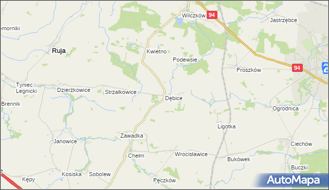 mapa Dębice gmina Malczyce, Dębice gmina Malczyce na mapie Targeo