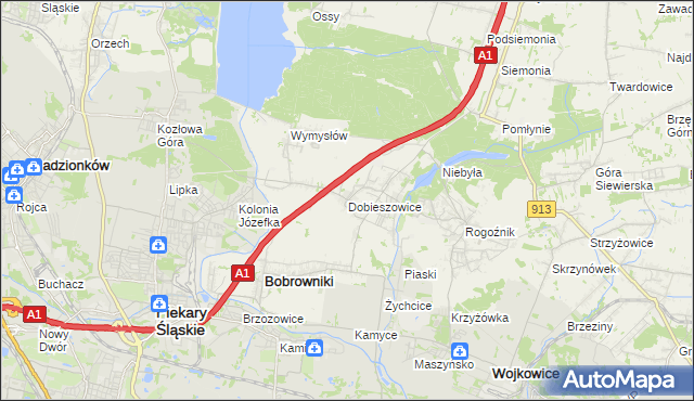 mapa Dobieszowice gmina Bobrowniki, Dobieszowice gmina Bobrowniki na mapie Targeo