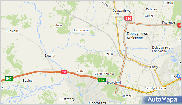 mapa Dzikie-Kolonia, Dzikie-Kolonia na mapie Targeo